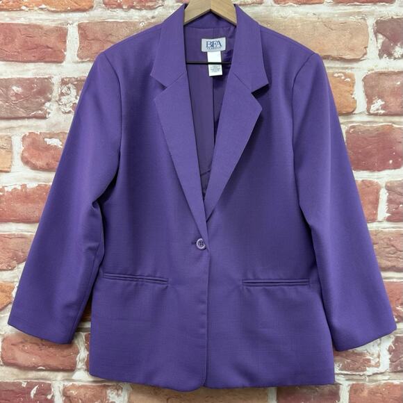 Vintage BFA Classics Blazer Womens 14P Purple Casual Career Button Front Jacket - Picture 1 of 8